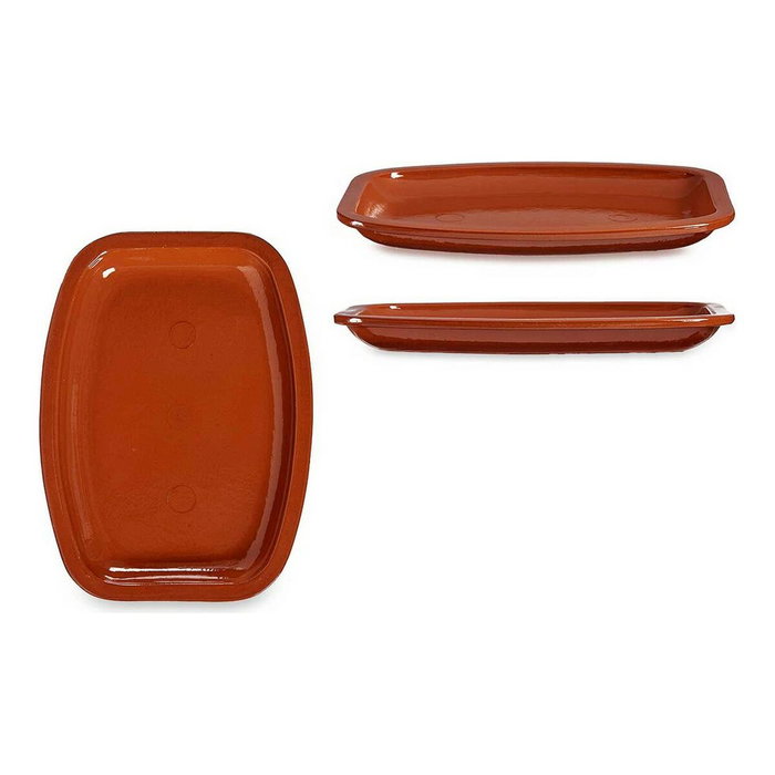 LA DEHESA Bandeja Plana Rectangular de Barro Refractario Miel de 6 Unidades LA DEHESA Bandeja Plana Rectangular de Barro Refractario Miel de 6 Unidades
