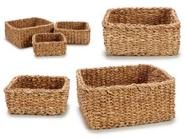 Giftdecor Set de 3 Cestos Cuadrados de Alga de Mar Marrón