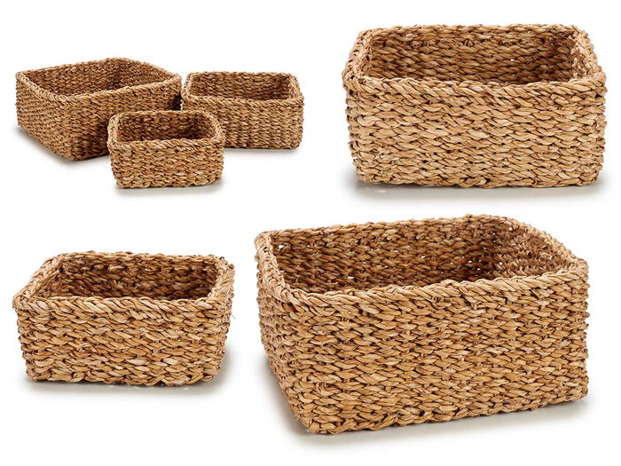 Giftdecor Set de 3 Cestos Cuadrados de Alga de Mar Marrón Giftdecor Set de 3 Cestos Cuadrados de Alga de Mar Marrón