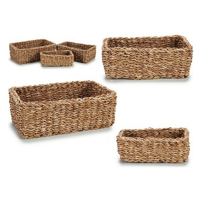 Giftdecor Set de 3 Cestos Rectangulares de Alga de Mar Marrón