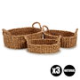 GIFTDECOR Set de 3 Cestos con Asas Ovaladas Marrón