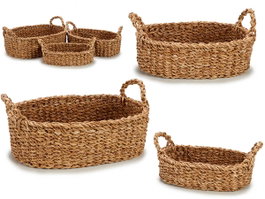 GIFTDECOR Set de 3 Cestos con Asas Ovaladas Marrón
