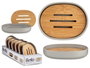 Berilo Jabonera Gris con Tapa de Bambú 13x9.5x2.5 cm (Set de 12)