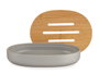 Berilo Jabonera Gris con Tapa de Bambú 13x9.5x2.5 cm (Set de 12)