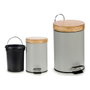 Papelera Gris Metal Plástico Bambú (3000 ml) (3L)