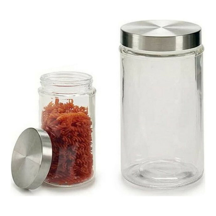 Vivalto Bote de Cristal Redondo 1L con Tapa de Acero Vivalto Bote de Cristal Redondo 1L con Tapa de Acero