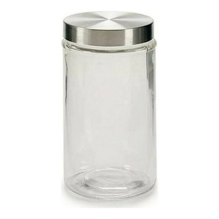 Vivalto Bote de Cristal Redondo 1L con Tapa de Acero Vivalto Bote de Cristal Redondo 1L con Tapa de Acero