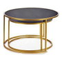 Juego de 2 mesas Negro Dorado Cristal Metal (2 Piezas) (80 x 80 x 44,5 cm) (64,5 x 64,5 x 38 cm)