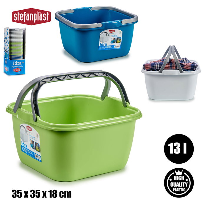 Stefanplast Cesta Plastico Cuadrada 13L Con Asas Surtidos 36x36.5x18cm (Set de 48) Stefanplast Cesta Plastico Cuadrada 13L Con Asas Surtidos 36x36.5x18cm (Set de 48)