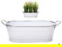 Ibergarden Jardinera 2 Asas Blanco Filo Plata Metal Zinc 32.5x10.5x11 cm (Set de 24)