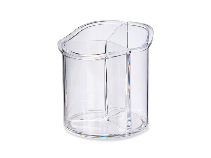 Berilo Organizador Redondo Alto 3 Huecos Transparente Plástico 15x15x15.5 cm (Set de 12)