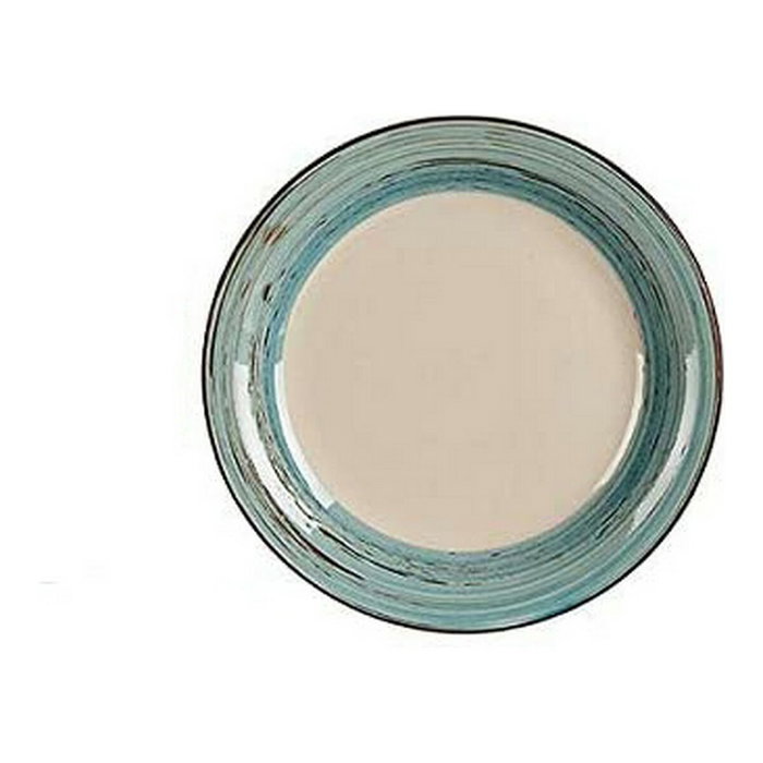 VESSIA Plato de postre de gres con cenefa 3D Marrón y Beige 19cm (Pack de 24)