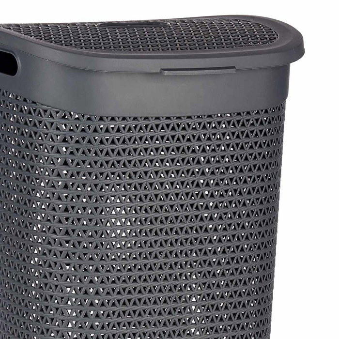 Kipit Cesto Ropa con Tapa 60L Antracita 43.5x34x57 cm (Set de 6)