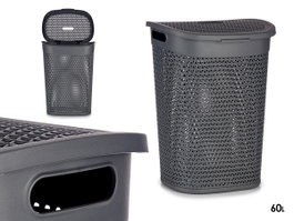 Kipit Cesto Ropa con Tapa 60L Antracita 43.5x34x57 cm (Set de 6)