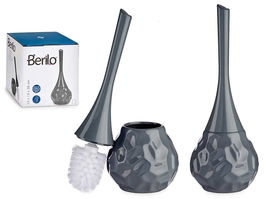 Escobilla para el Baño Negro Gris Cerámica Plástico 14 x 38,5 x 14 cm