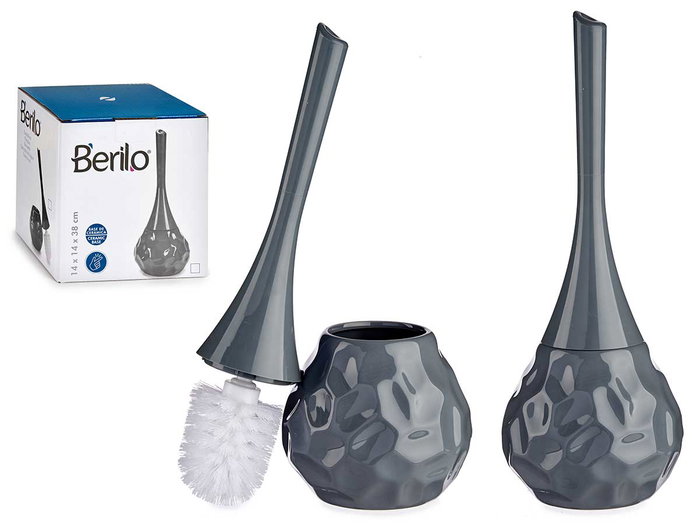 Berilo Escobillero Cerámica Forma Moderna Gris 14 x 38.5 x 14 cm (Set de 6)
