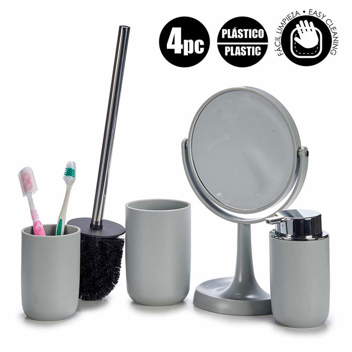 Berilo Set 4 Piezas Artículos de Baño Gris 16.5x29.5x17 cm (Set de 6)