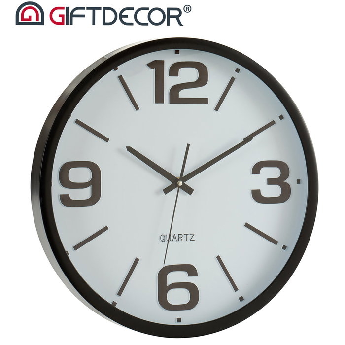 Giftdecor Reloj Redondo 40 cm Liso Surtido Blanco Negro Plástico Cristal (Set de 6)