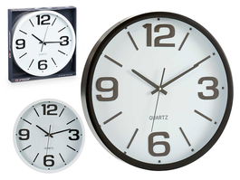 Giftdecor Reloj Redondo 40 cm Liso Surtido Blanco Negro Plástico Cristal (Set de 6)
