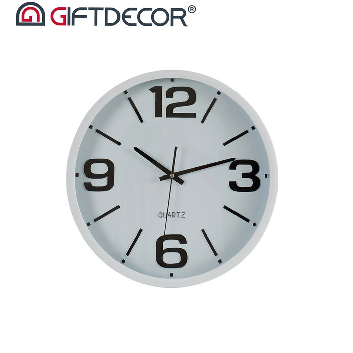 Giftdecor Reloj Redondo 40 cm Liso Surtido Blanco Negro Plástico Cristal (Set de 6)