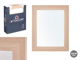 Giftdecor Espejo 38x48 cm con Marco Marrón Natural (Set de 6)