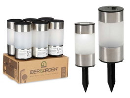 Ibergarden Baliza Solar Acero Baja (Pack de 24)