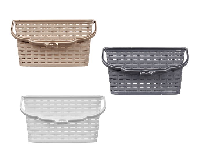 Arte Regal Cesta para Pinzas de Plástico Beige Gris Blanco 23.5x19x12.8 cm (Set de 36)