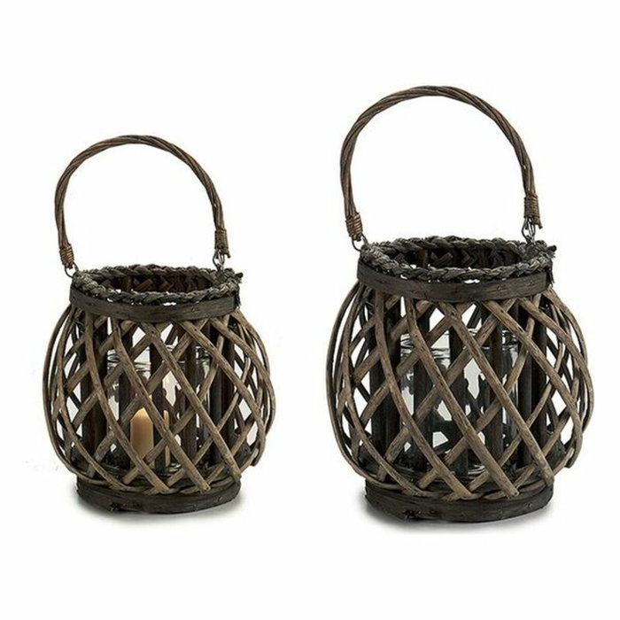 Giftdecor Portavelas Cilíndrico Gris con Asa
