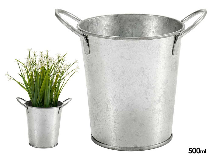 Ibergarden Macetero Pequeño Zinc Plata 16x12x11 cm (Set de 72)