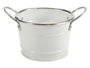 Ibergarden Macetero Bajo con Asas Blanco y Plata, Metal Zinc, 17.5x8.5x12.5 cm (Set de 72)