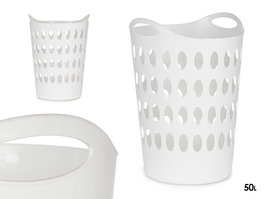 Kipit Cesto de Plástico Blanco 50 L con Asas 44 x 56.5 x 42 cm (Set de 12)