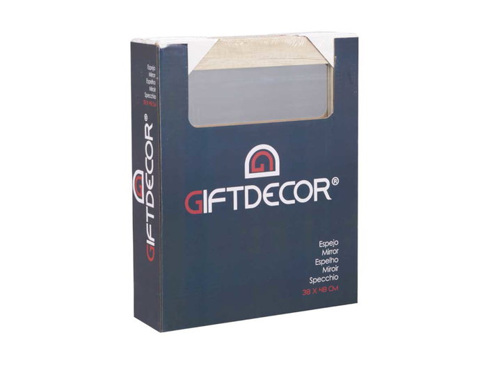 Giftdecor Espejo 38x48 cm con Marco Gris Natural de Madera MDF y Vidrio (Set de 6)