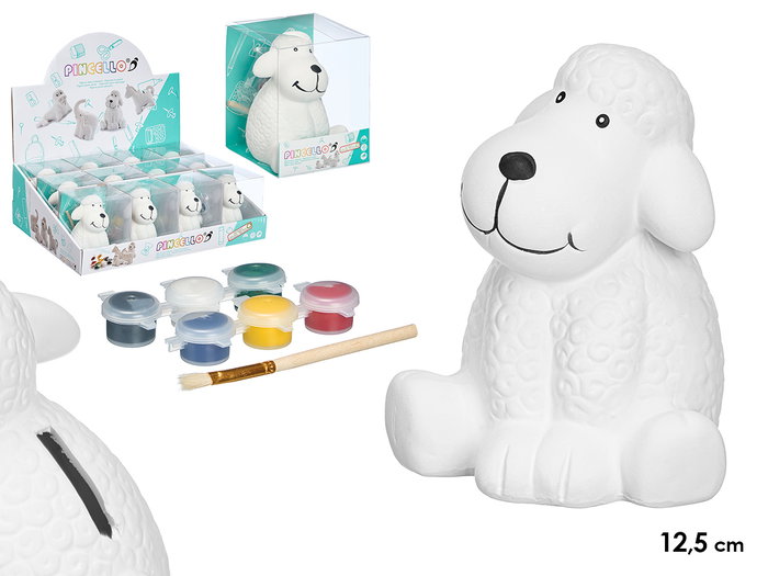 PINCELLO Hucha Perro de Cerámica para Colorear en Blanco PINCELLO Hucha Perro de Cerámica para Colorear en Blanco
