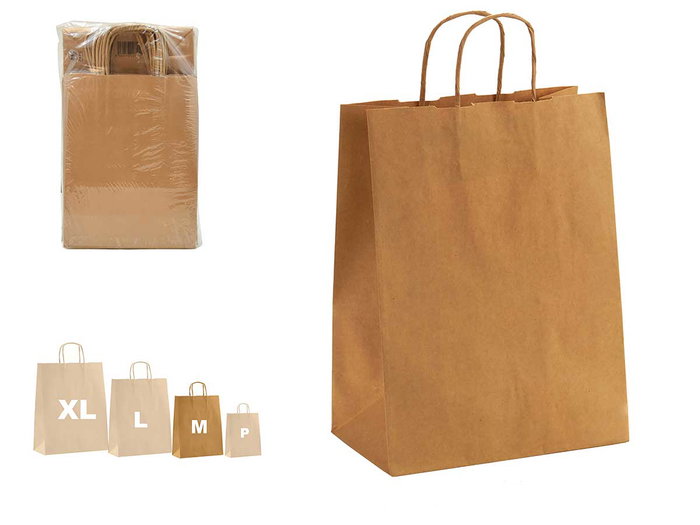 Pincello Bolsa Papel Kraft Liso Pequeña 24x12x40 cm Marrón (Set de 150) Pincello Bolsa Papel Kraft Liso Pequeña 24x12x40 cm Marrón (Set de 150)