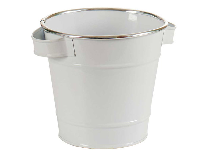 Ibergarden Cubo Metal Blanco Filo Plata 19.5x14.5x16.5cm 1500ml (Set de 24)