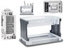 Kinvara Escurreplatos de Plástico 2 Pisos con Diseño Rattan, Color Blanco/Gris, Dimensiones 44.5 x 30.5 x 27 cm (Set de 10)