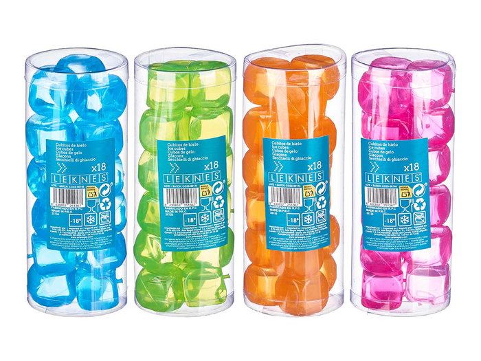 Leknes Set 18 Cubitos Hielo Surtidos Colores Plástico 6.5x16x6.5 cm (Set de 48)