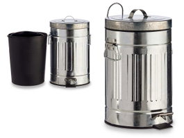 Arte Regal Set de 6 Papeleras de Acero Inoxidable 7L con Pedal, Negro/Plata