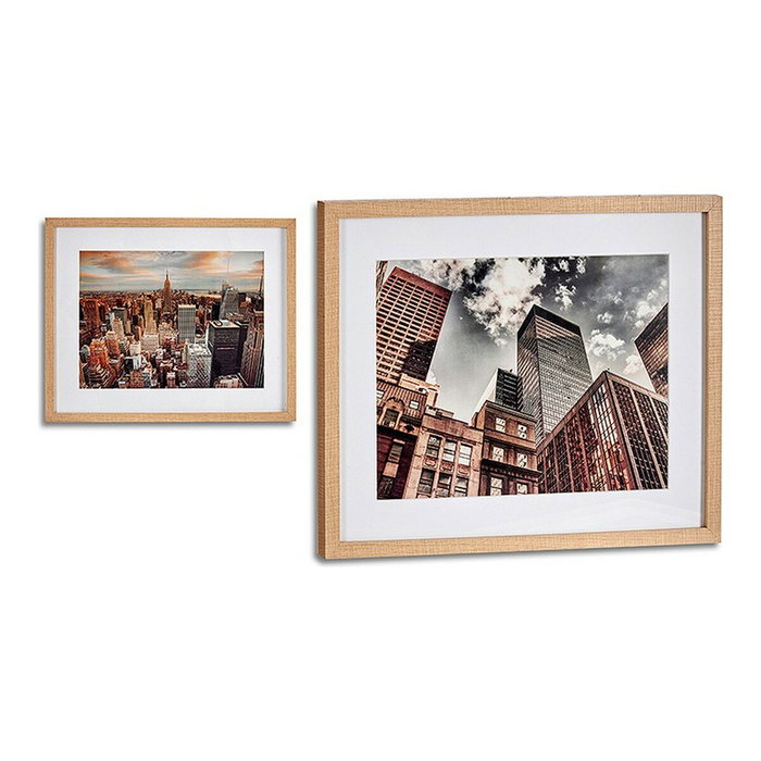 GIFTDECOR Cuadro Edificios Surtidos Apaisado Marco Haya 43x53cm