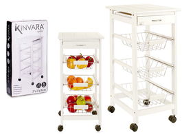 Kinvara Verdulero Madera Metal 3 Pisos Blanco 37x76x37 cm