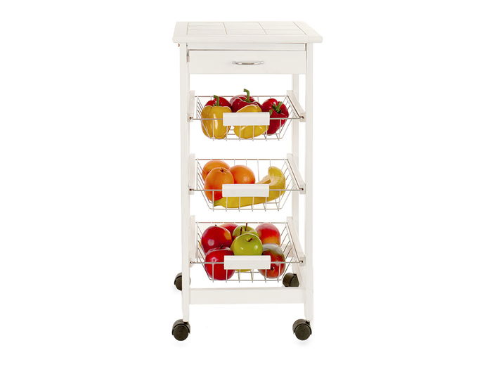 Kinvara Verdulero Madera Metal 3 Pisos Blanco 37x76x37 cm