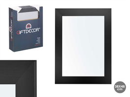Giftdecor Espejo 39x49 cm con Marco Negro de Madera MDF y Vidrio (Set de 6)