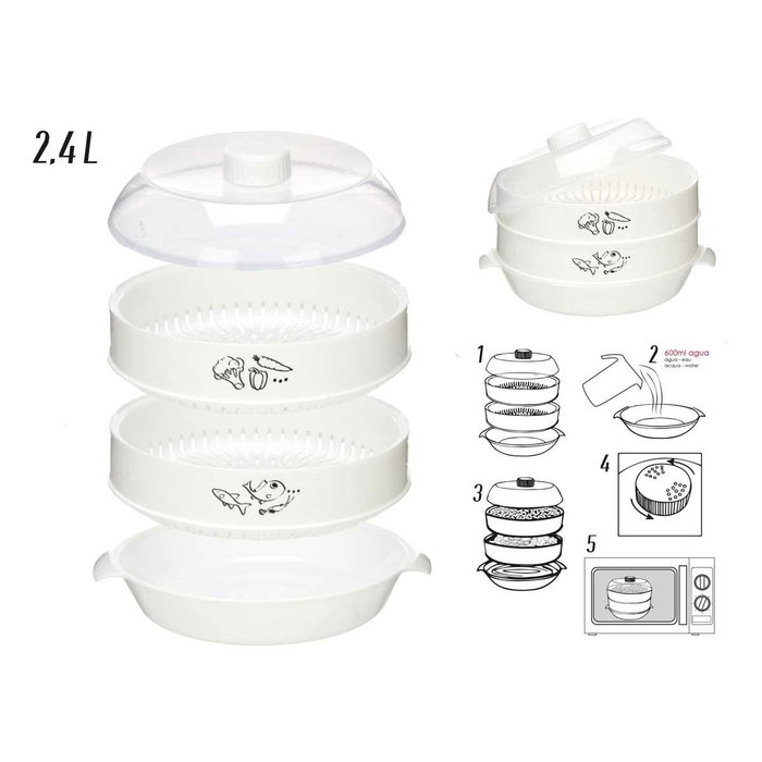 Kinvara Vaporera de Microondas 2,4L Blanco (Pack de 12)