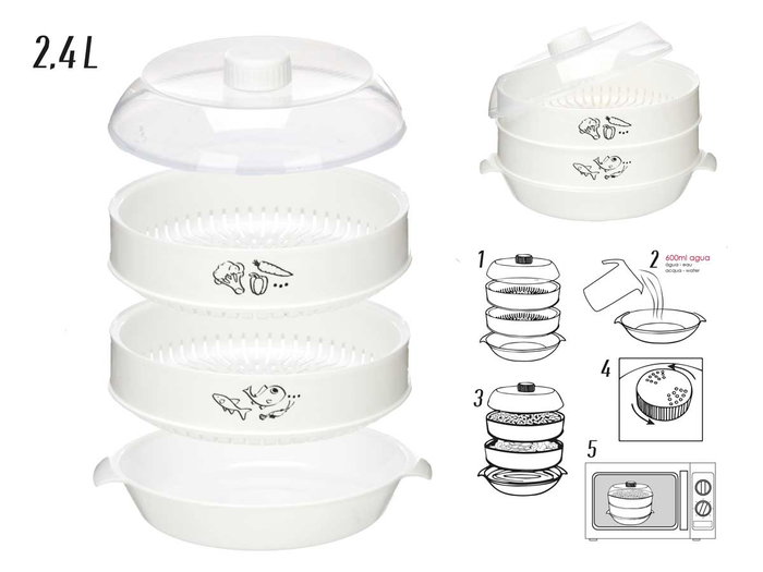 Kinvara Vaporera de Microondas 2,4L Blanco (Pack de 12)