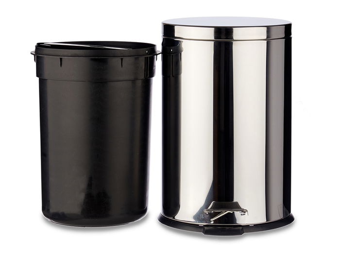 Berilo Papelera de Acero Inoxidable 20L Plata con Pedal, Cubo Extraíble, Dimensiones 30.5x36x44.5 cm