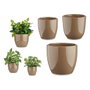 Ibergarden Set de 3 Macetas de Cerámica Abombada Taupe