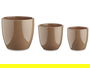 Ibergarden Set 3 Macetas Cerámica Abombada Taupe 14 cm 17 cm 22 cm