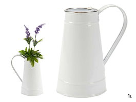 Ibergarden Jarra Lechera Blanca con Filo Plata 17 cm x 19.5 cm x 11.3 cm - 1000 ml (Set de 24)