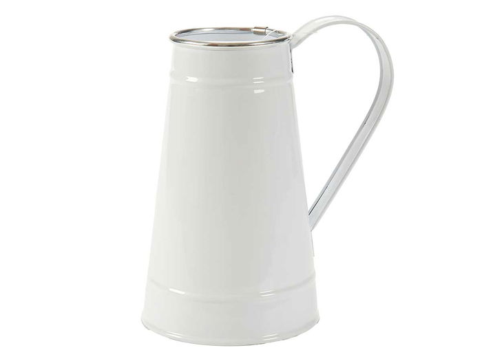 Ibergarden Jarra Lechera Blanca con Filo Plata 17 cm x 19.5 cm x 11.3 cm - 1000 ml (Set de 24)