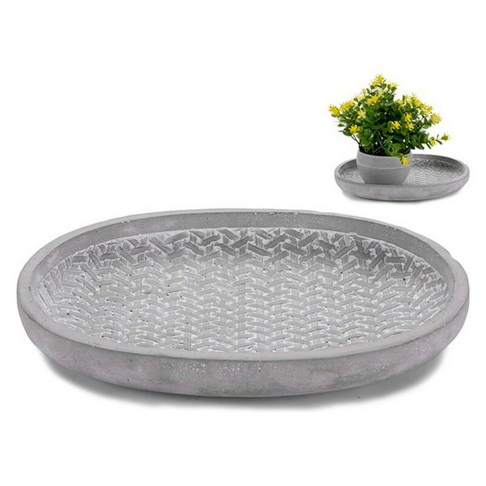 Ibergarden Plato de Cemento con Relieve Mimbre Oval Gris Ibergarden Plato de Cemento con Relieve Mimbre Oval Gris